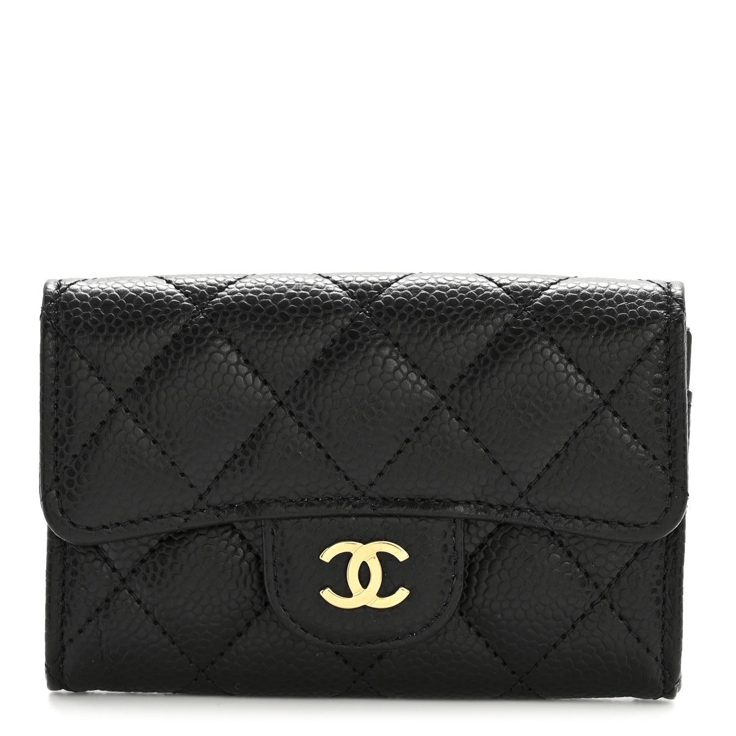 Chanel Caviar Quilted Flap Card Holder Wallet Black 1 of 10