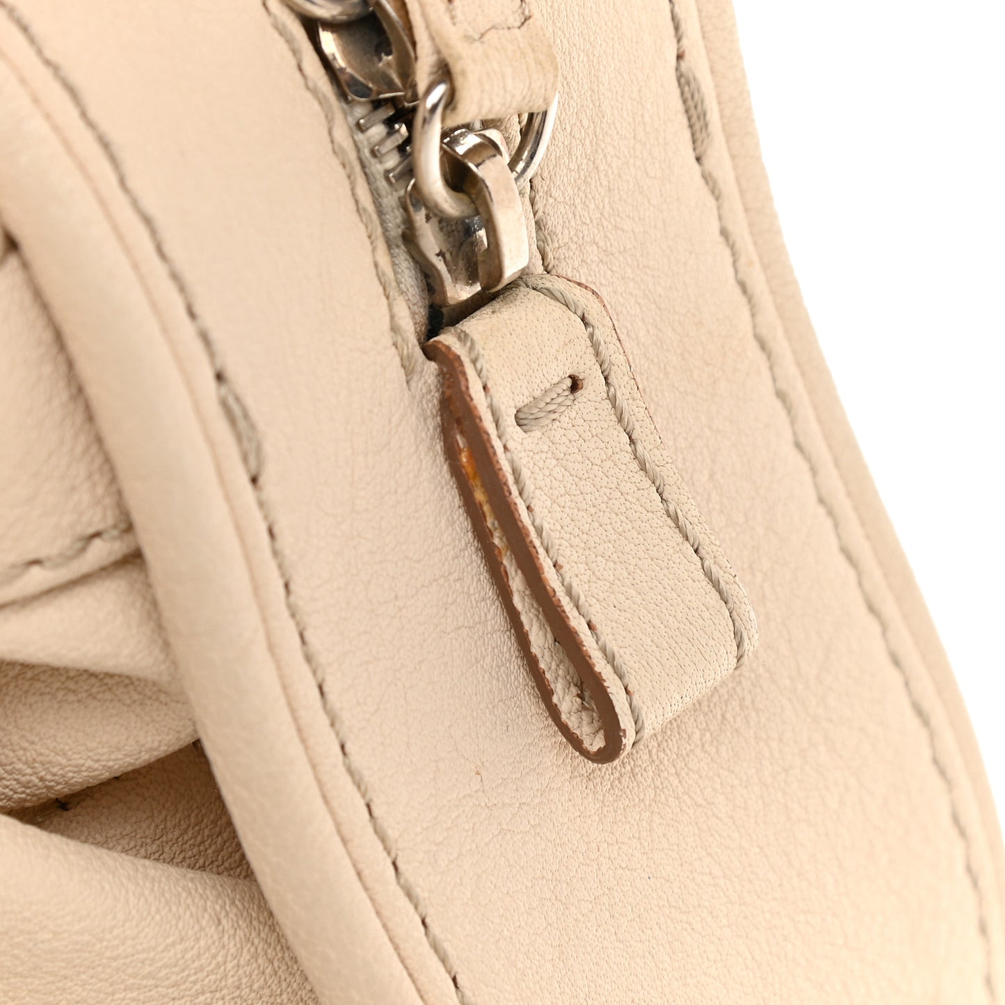 Calfskin Stitched Outdoor Ligne Bowler Beige