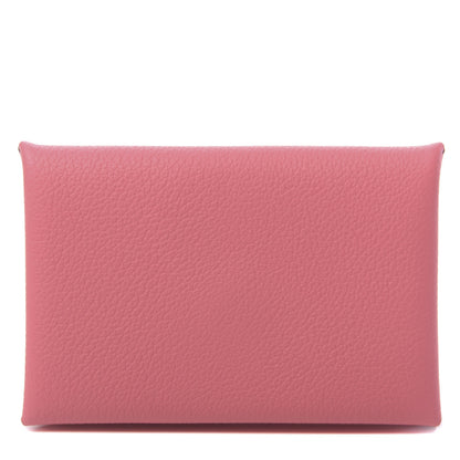 Hermes Evercolor Calvi Card Case Rose Azalee 1 of 7