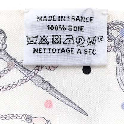 Hermes Silk Les Cles A Pois Twilly White Gris Acier 2 of 4
