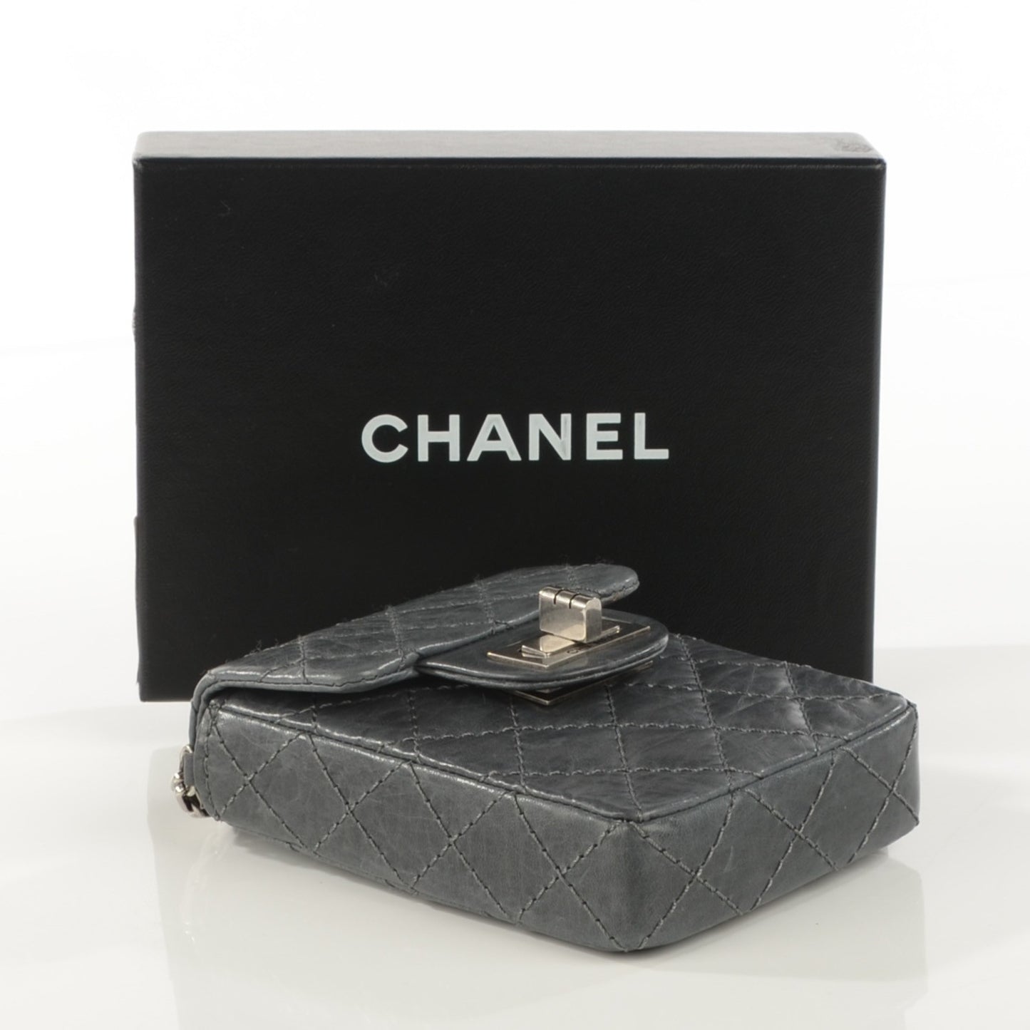 Calfskin Quilted 2.55 Reissue Phone Case Dark Grey