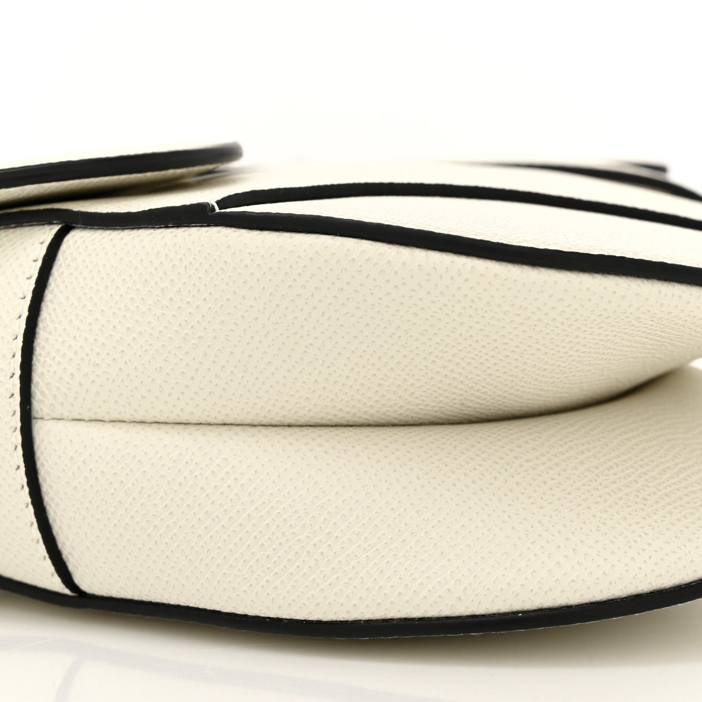 Grained Calfskin Saddle Bag White