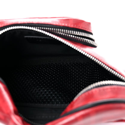 Fendi Glazed Fabric Vitello Century FF 1974 Stamp Patch Pocket Belt Bag Rosso 5 of 12