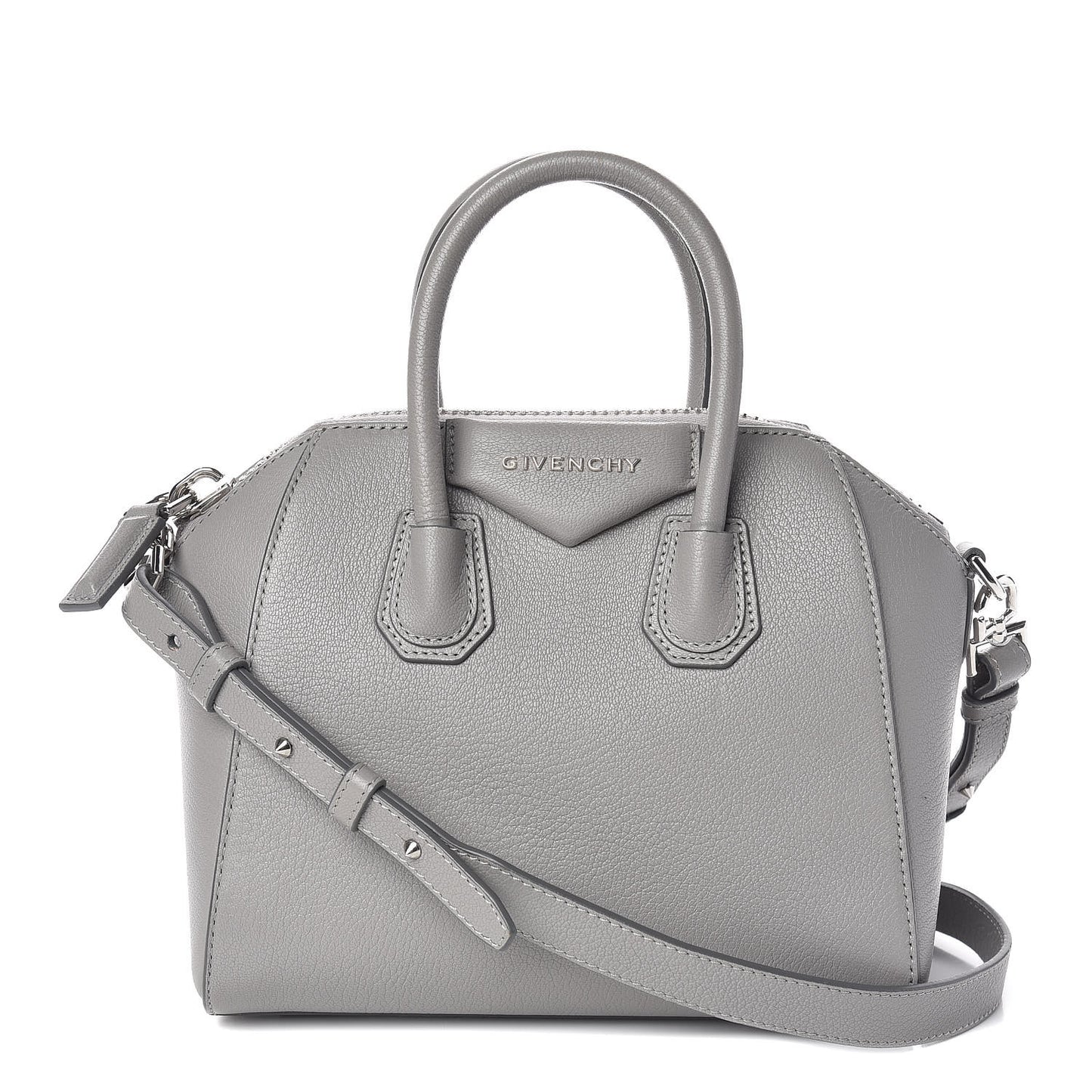 Sugar Goatskin Mini Antigona Pearl Grey