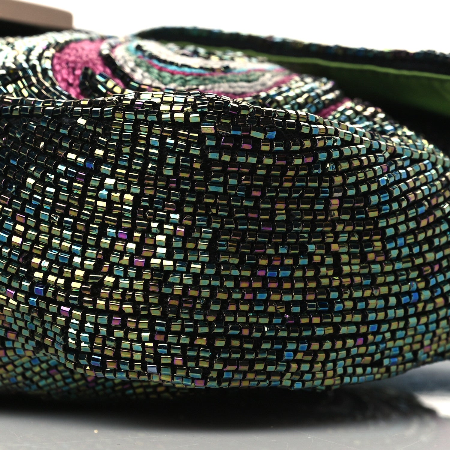 Fendi Metallic Calfskin Peacock Beaded Baguette Multicolor 10 of 11