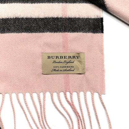 Burberry Cashmere Giant Heritage Check Fringe Scarf Ash Rose 3 of 3