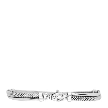 David Yurman Sterling Silver Diamond 3mm Crossover Bracelet 2 of 3