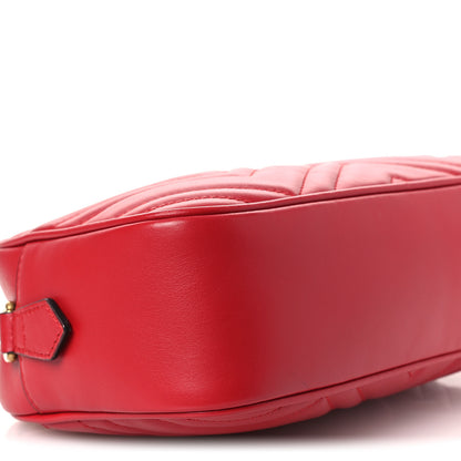 Gucci Calfskin Matelasse Small GG Marmont Chain Shoulder Bag Hibiscus Red 9 of 10