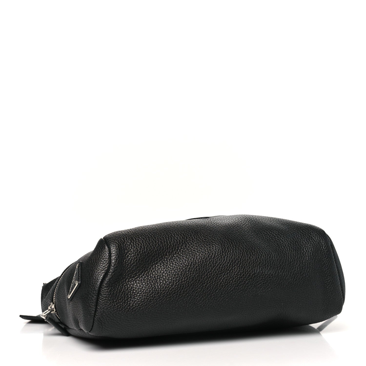 Prada Vitello Daino Triangle Logo Embossed Shoulder Bag Black 4 of 9