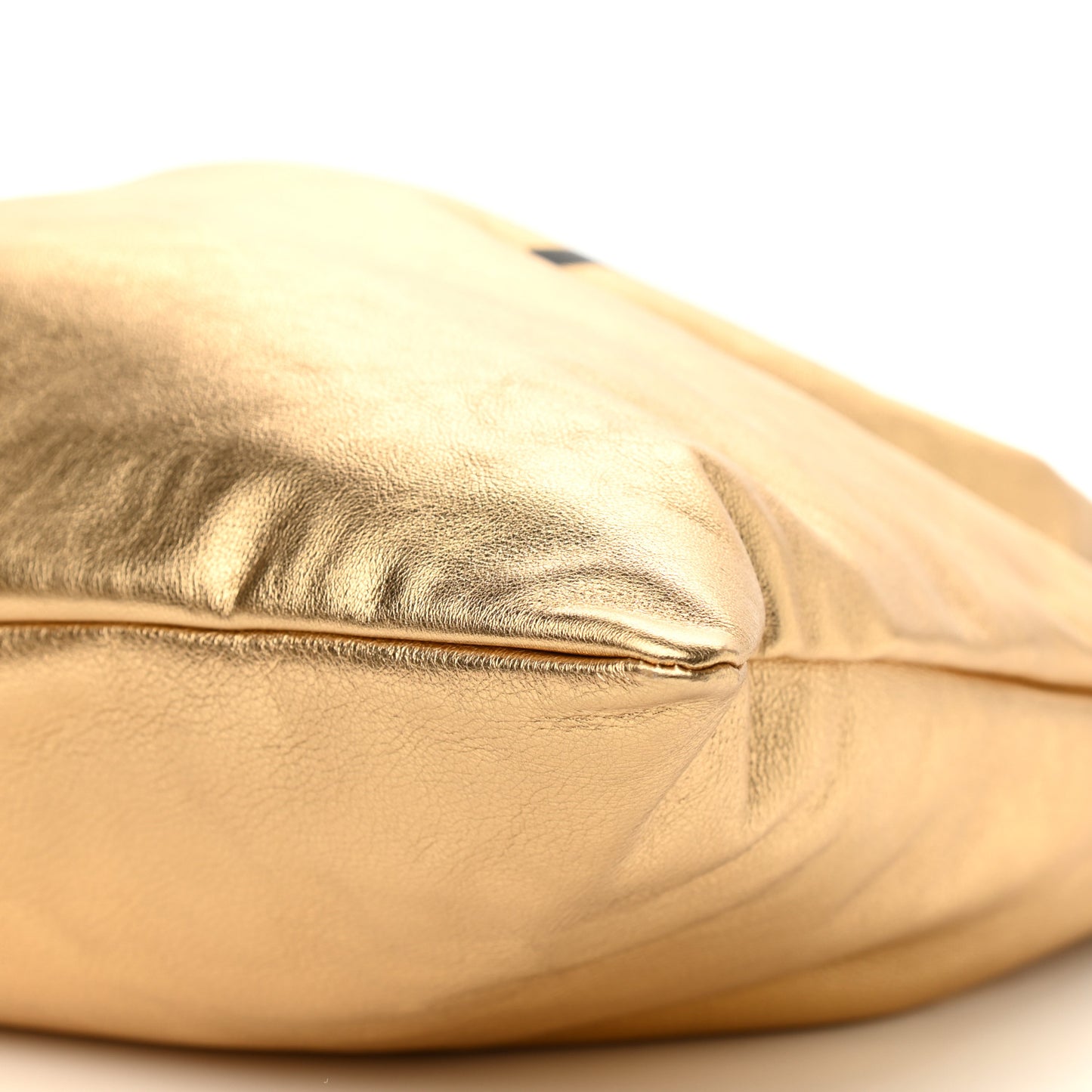 Laminated Calfskin Medium Drawstring Pouch Bag Oro Black