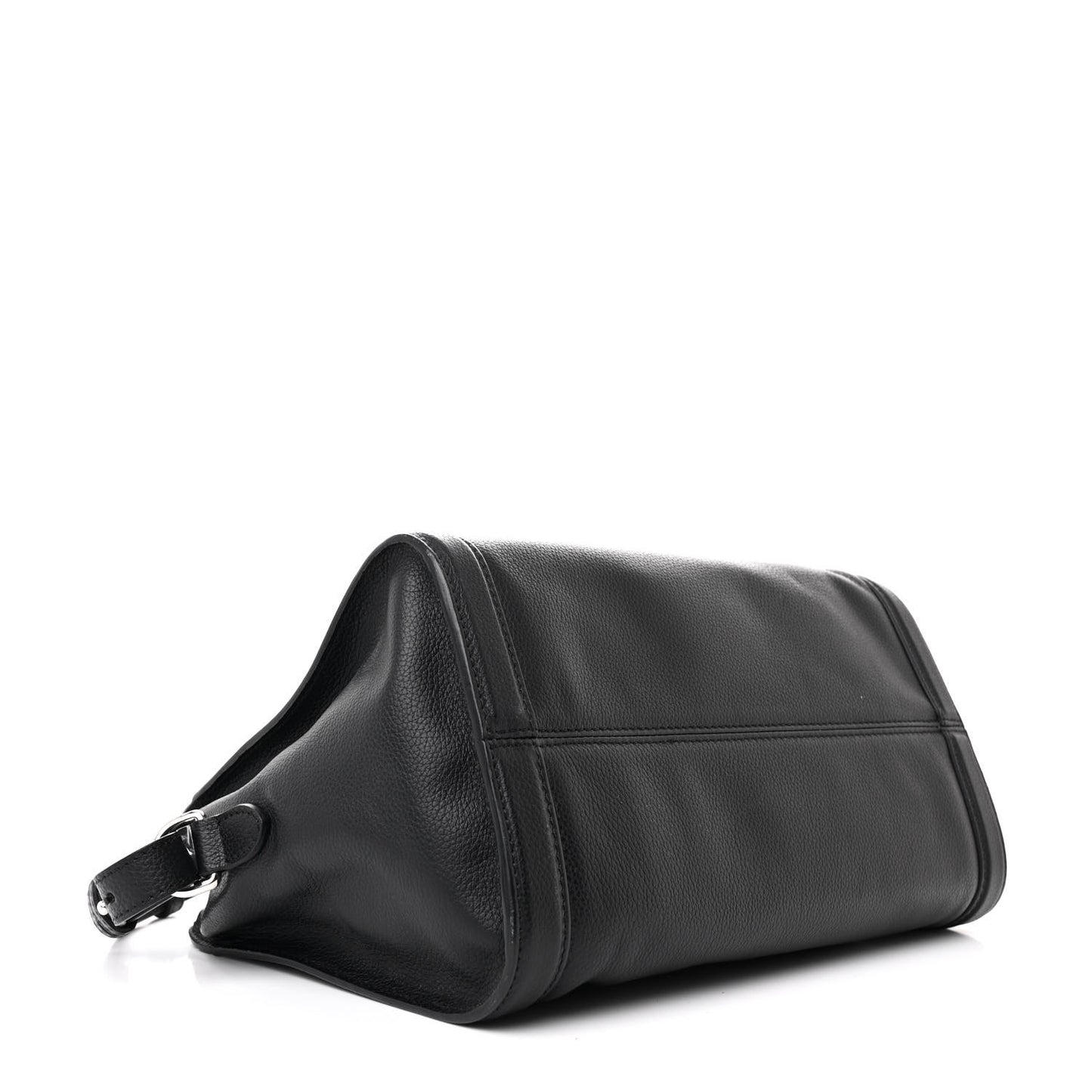 Pebbled Calfskin Small Skull Padlock Zip Around Tote Black
