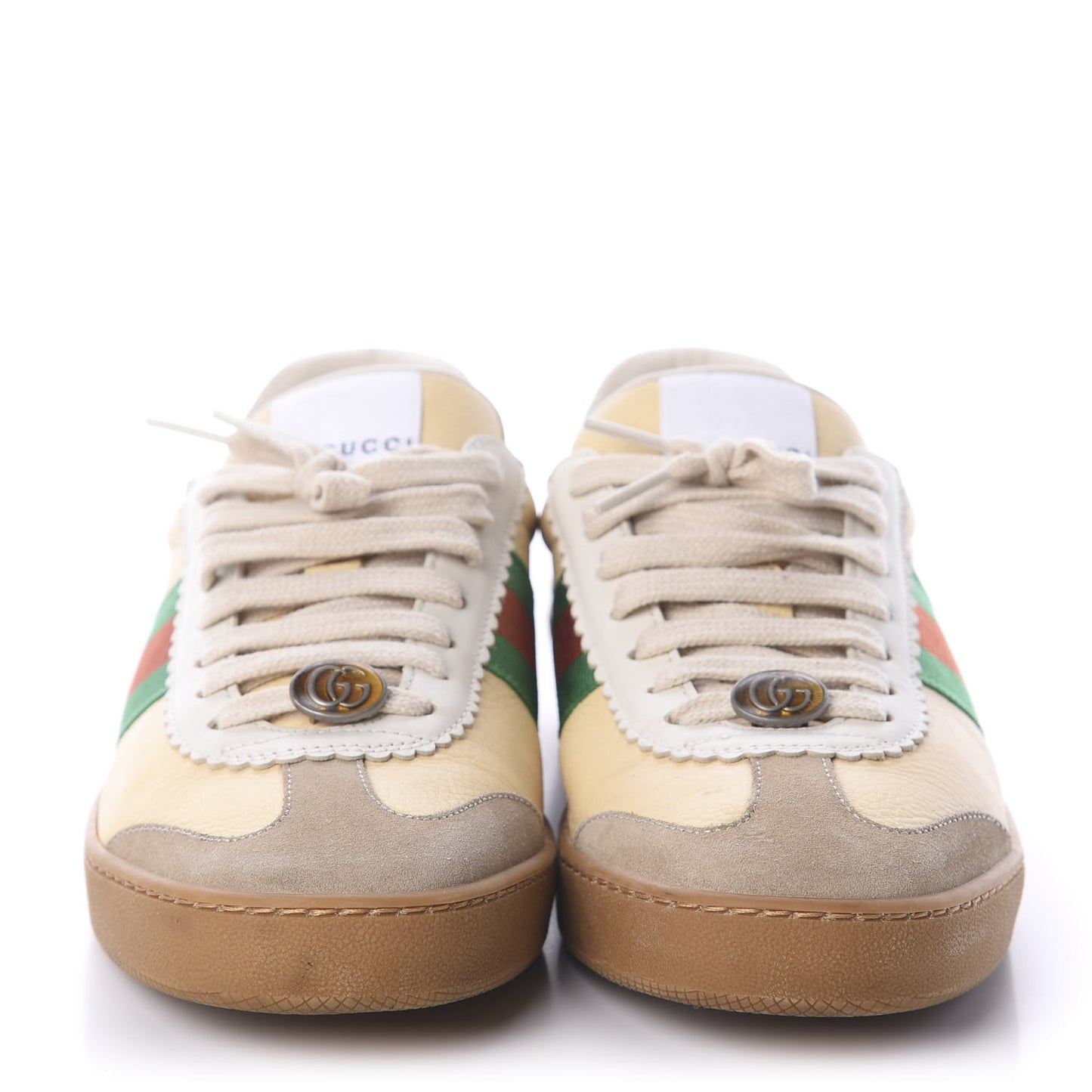 Calfskin Suede Web Womens G74 Sneakers 39.5 Oatmeal Burro New Mystic White