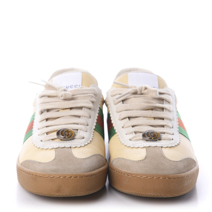 Gucci Calfskin Suede Web Womens G74 Sneakers 39.5 Oatmeal Burro New Mystic White 2 of 7