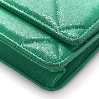 Chanel Lambskin Quilted Chanel 19 Wallet On Chain WOC Green 11 of 12