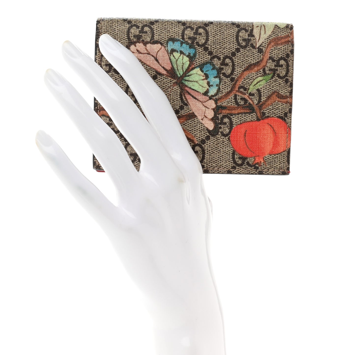 GG Supreme Monogram Tian Card Case Beige Multicolor Red