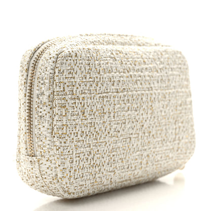 Chanel Woven Straw Raffia Deauville Small Curvy Pouch Cosmetic Case Ivory 3 of 9