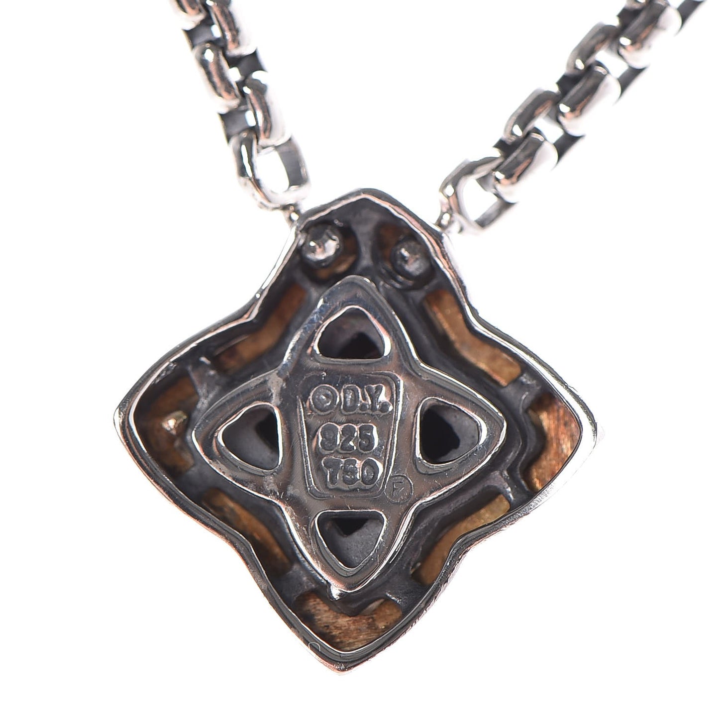 Sterling Silver 18K Yellow Gold Quatrefoil Pendant Necklace