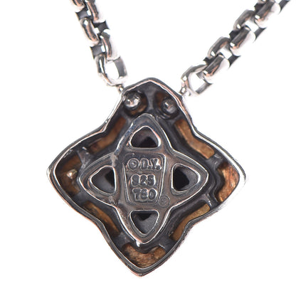 David Yurman Sterling Silver 18K Yellow Gold Quatrefoil Pendant Necklace 5 of 6