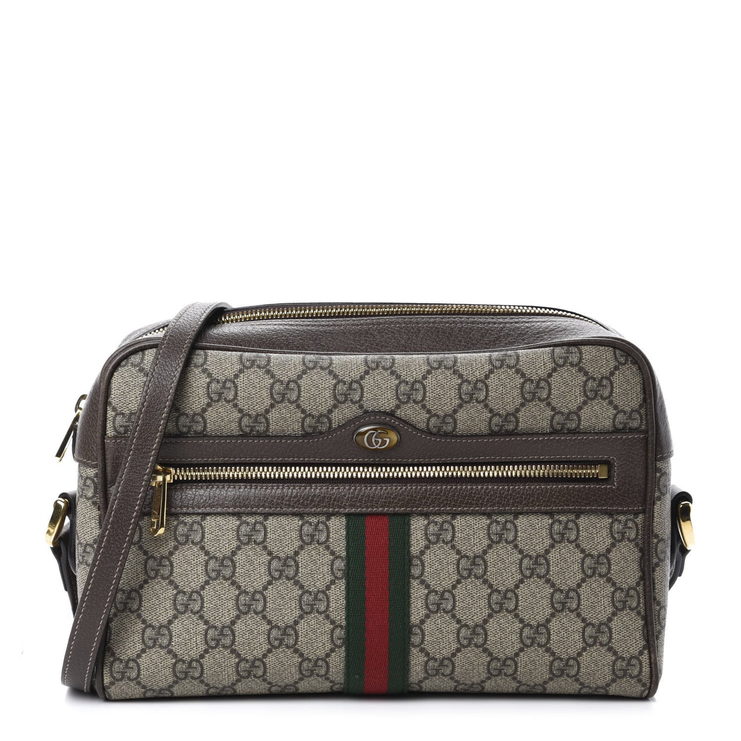 GG Supreme Monogram Web Small Ophidia Shoulder Bag Brown