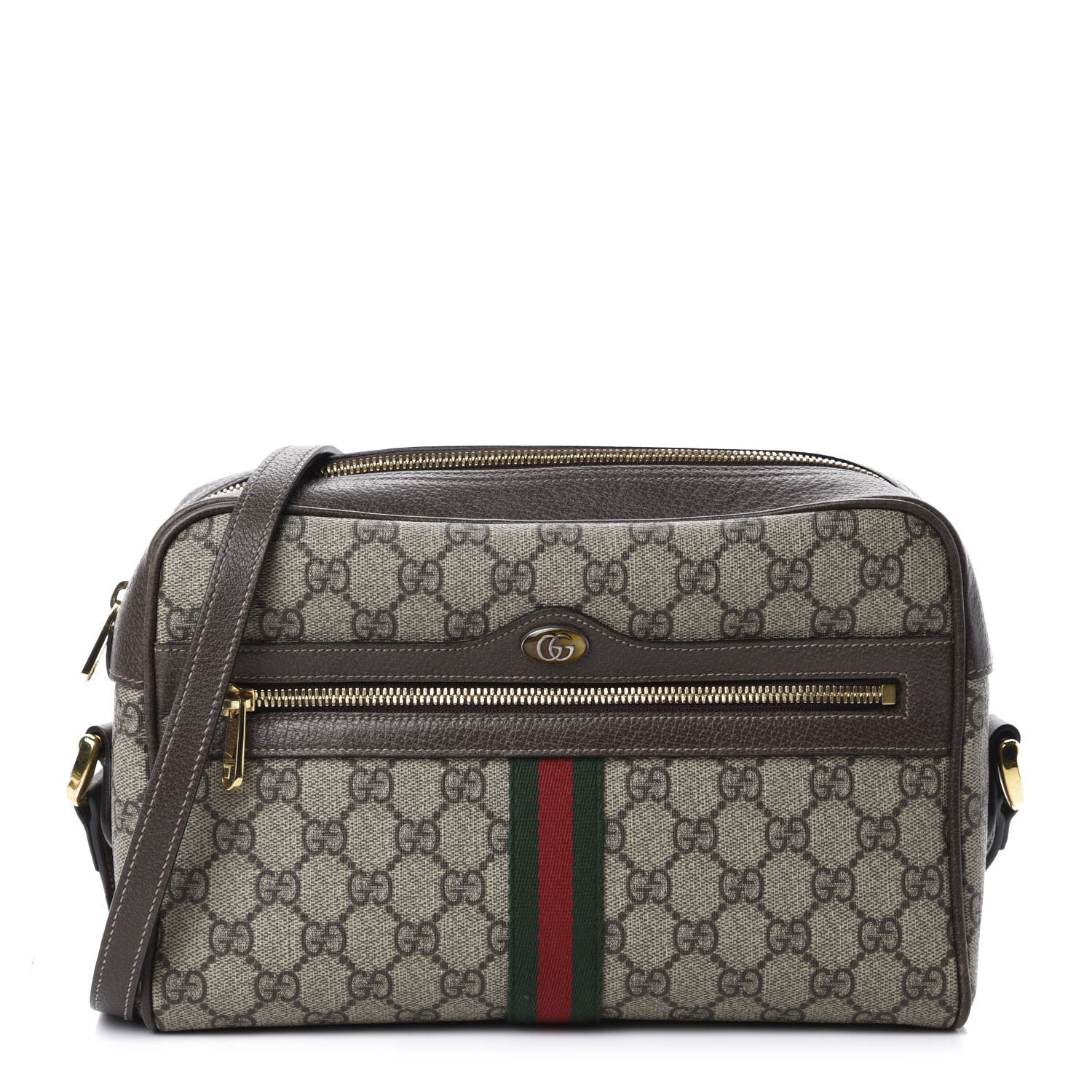 Gucci GG Supreme Monogram Web Small Ophidia Shoulder Bag Brown 1 of 14
