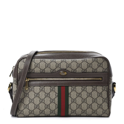 Gucci GG Supreme Monogram Web Small Ophidia Shoulder Bag Brown 1 of 14
