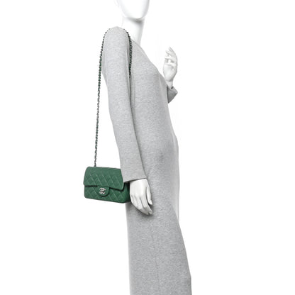 Chanel Lambskin Quilted Mini Rectangular Flap Dark Green 2 of 10