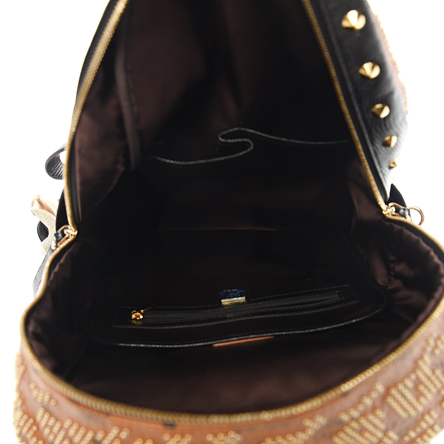 MCM Visetos Embossed Studded Medium Backpack Cognac 4 of 9