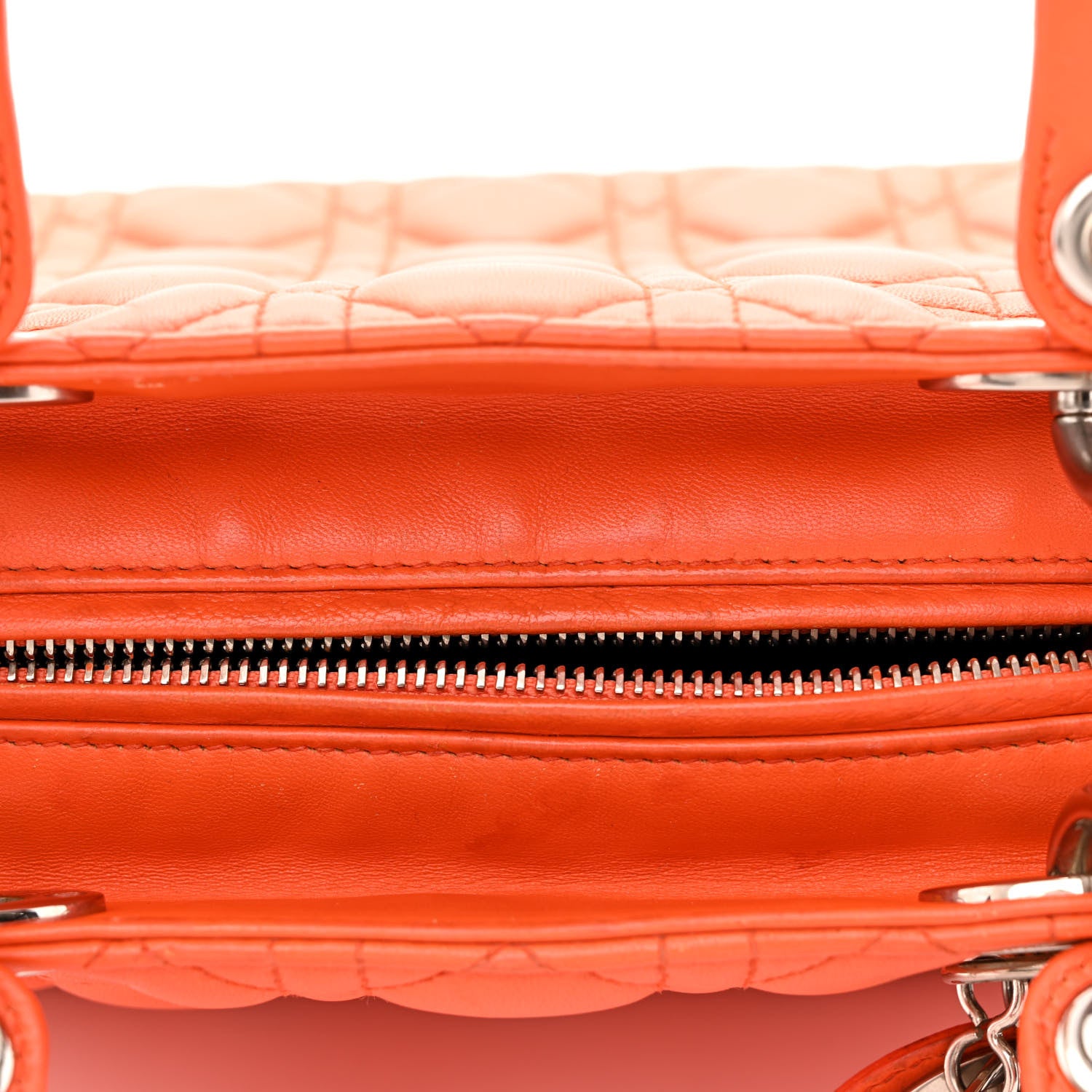 Christian Dior Lambskin Cannage Medium Lady Dior Orange 18 of 18