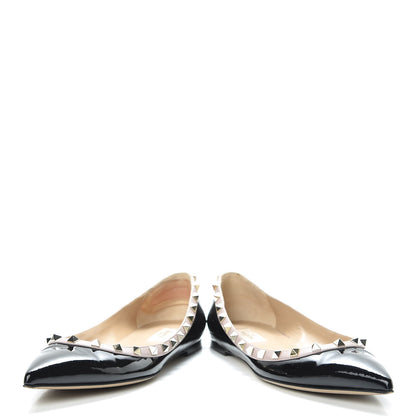 Valentino Garavani Patent Rockstud Ballerina Flats 41 Black Poudre 6 of 19