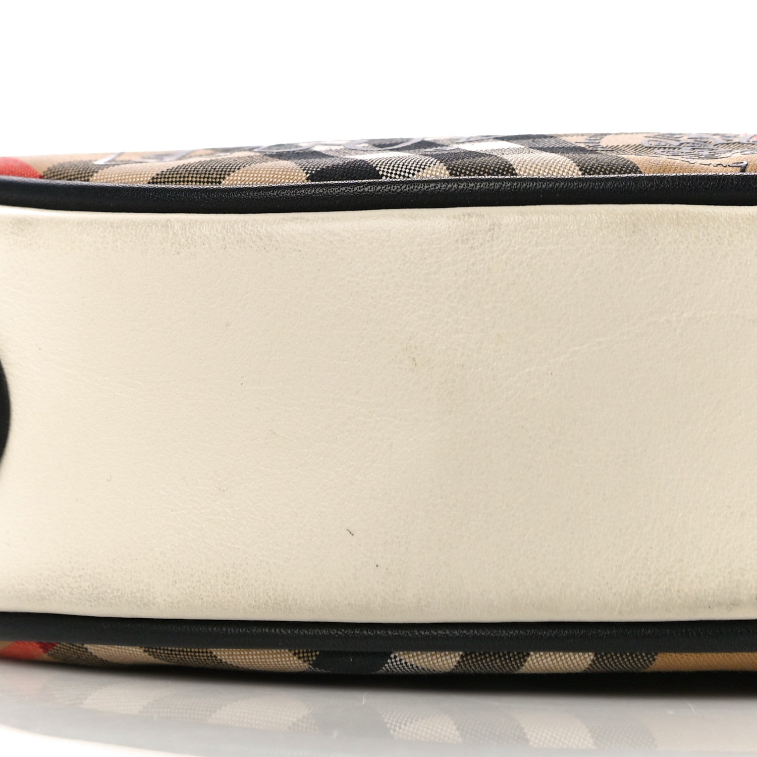 Burberry Vintage Check Calfskin Cartoon Print Round Bag Black White 8 of 9