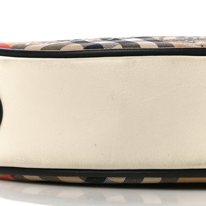 Burberry Vintage Check Calfskin Cartoon Print Round Bag Black White 8 of 9