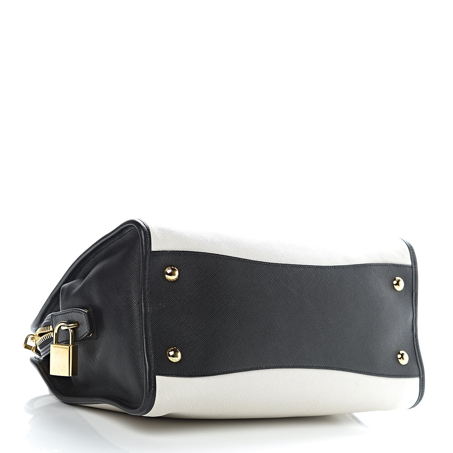 Prada Saffiano Bi-Color Tote Talco Black 4 of 9