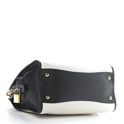 Prada Saffiano Bi-Color Tote Talco Black 4 of 9