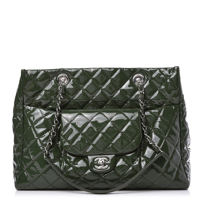 Chanel Patent Quilted Large Coco Shine Shopping Tote Dark Green 1 of 11