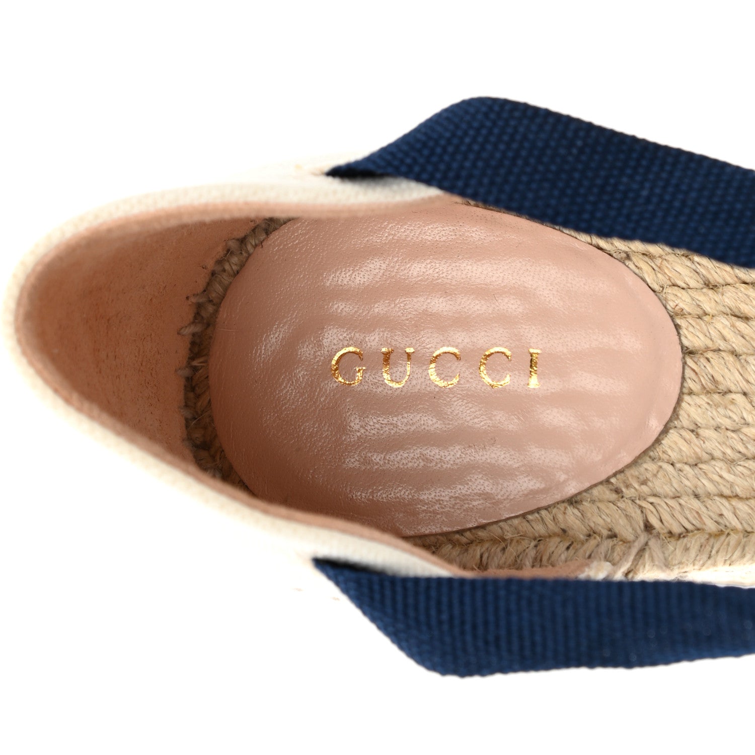 Gucci Canvas Sylvie Web Ankle Wrap Espadrille Wedge Sandals 39 Mystic White Hibiscus Red Maritime 7 of 11