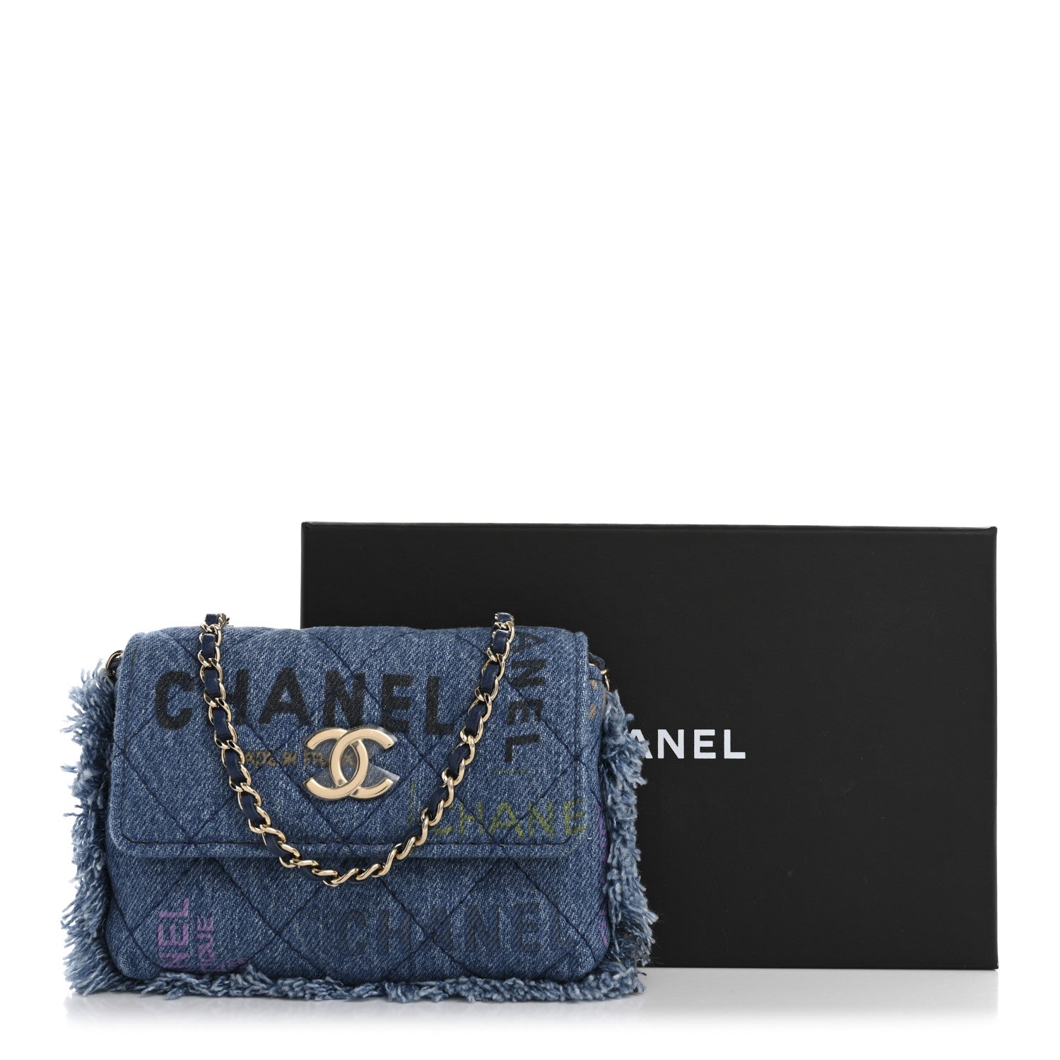 Chanel Denim Quilted Denim Mood Clutch With Chain Blue Multicolor 12 of 12
