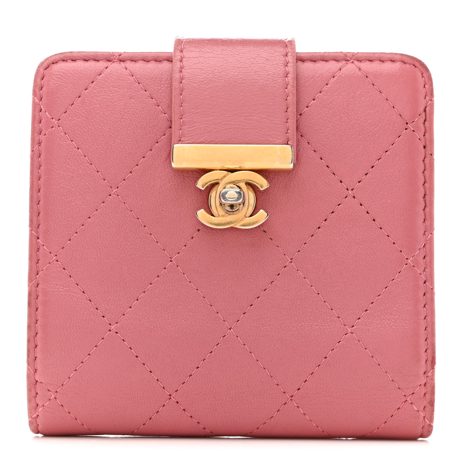 Chanel Calfskin Quilted Zip Around Bifold Wallet Pink 1 of 15