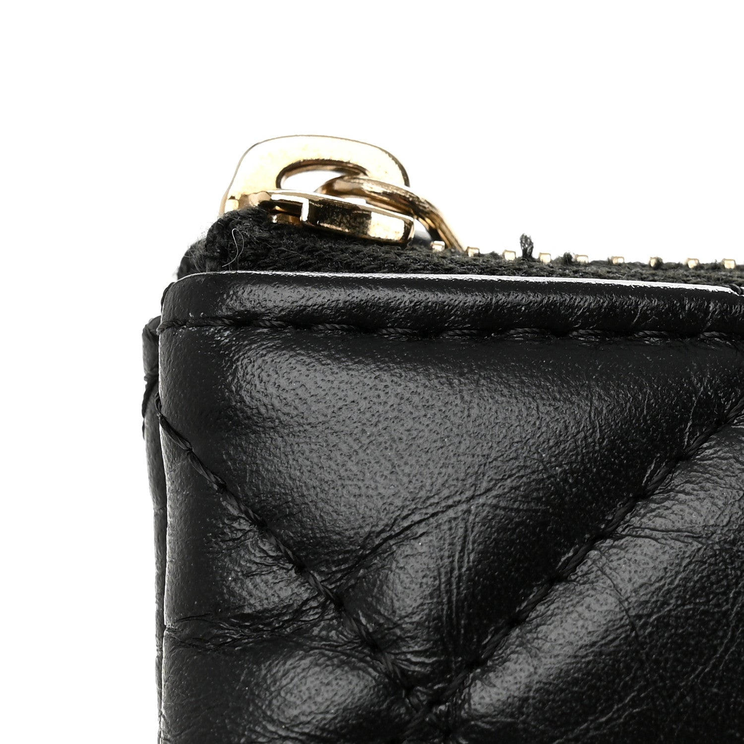 Chanel Aged Calfskin Quilted Medium Lucky Charms Cosmetic Case Black 9 of 9