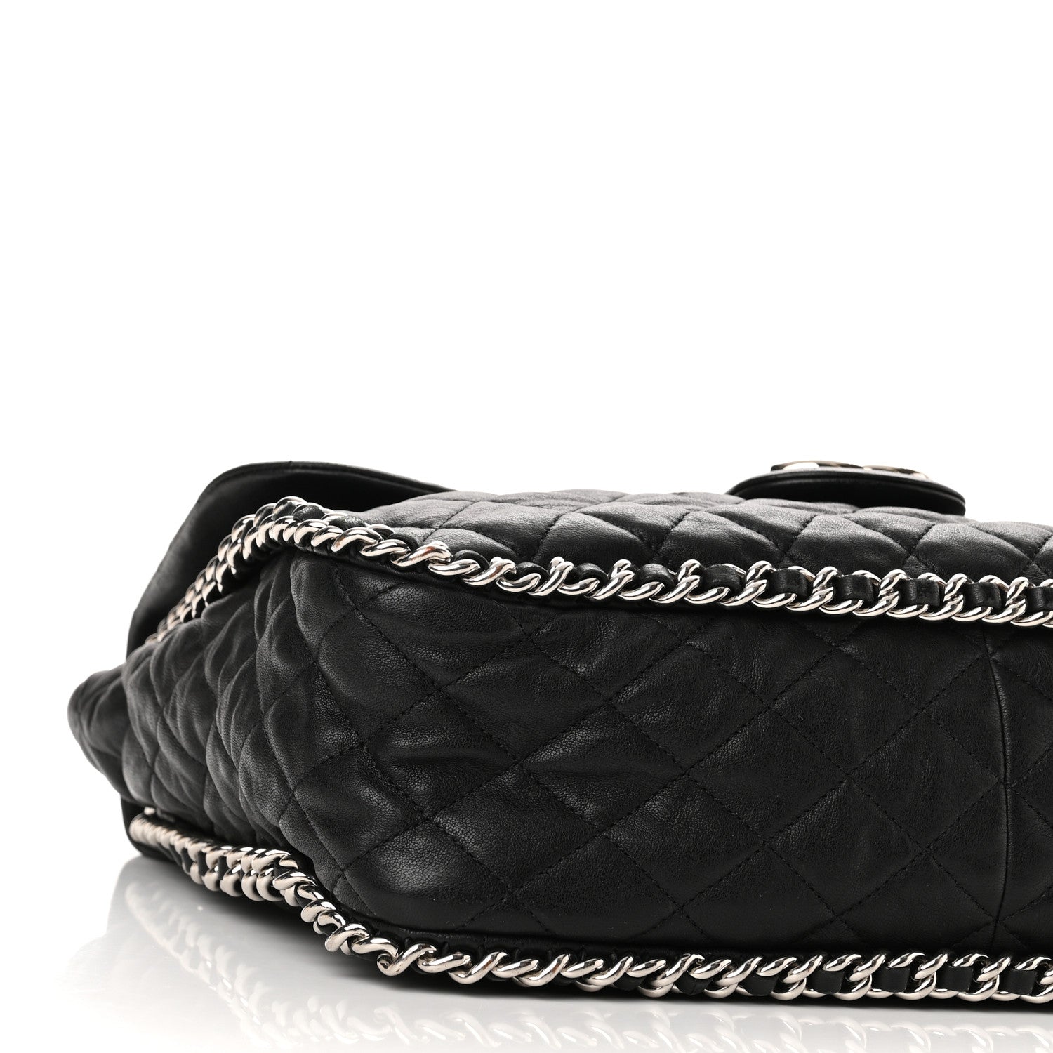 Chanel Washed Lambskin Quilted Maxi Chain Around Flap Black 9 of 10