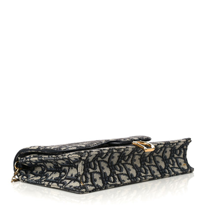 Christian Dior Oblique Saddle Chain Pouch Blue 4 of 16