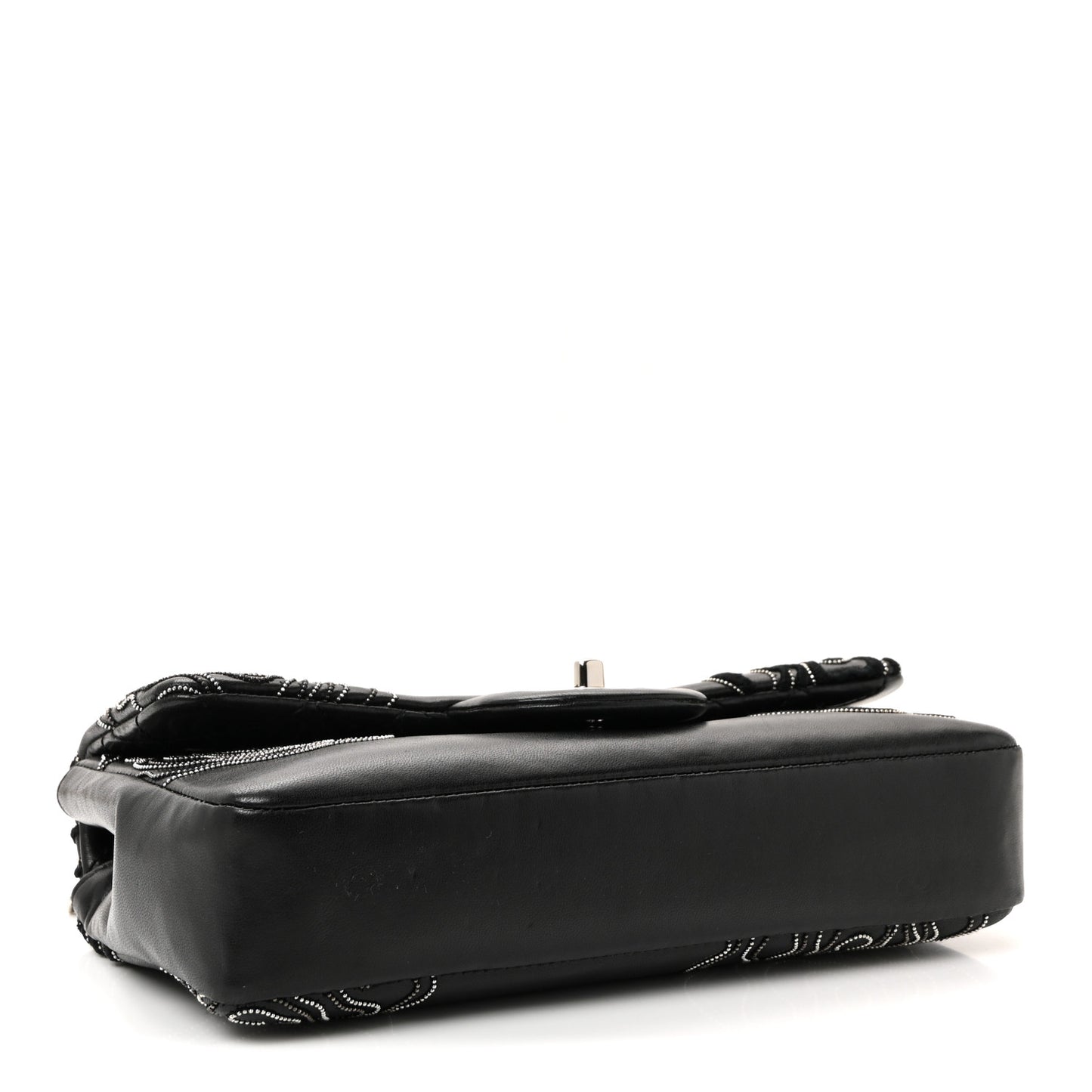 Lambskin Embroidered Camellia Follies Flap Black