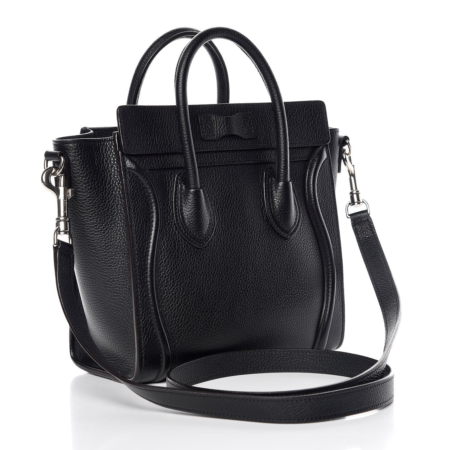 Celine Drummed Calfskin Nano Luggage Black 3 of 9