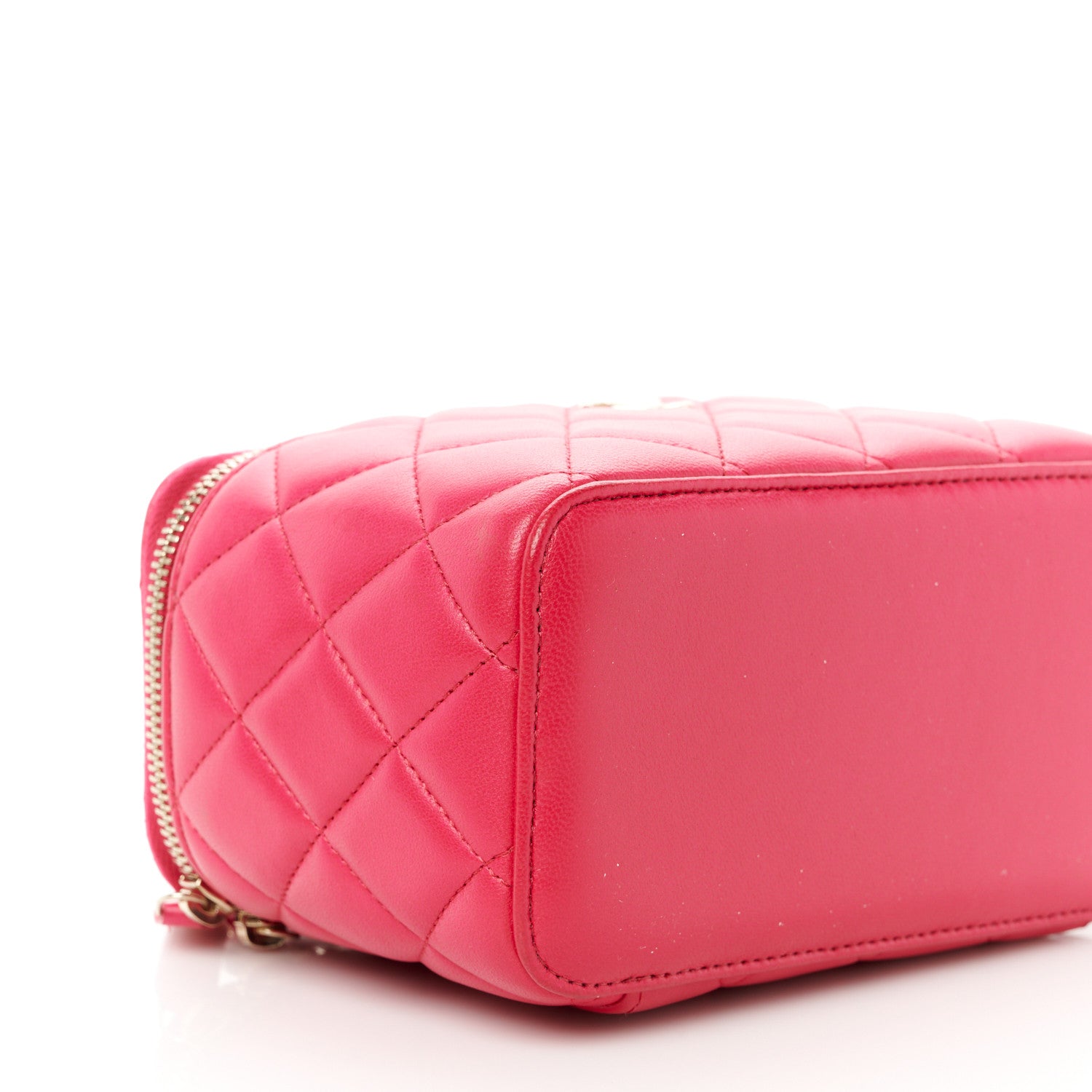 Chanel Lambskin Quilted Small Top Handle Vanity Case With Chain Dark Pink 9 of 11