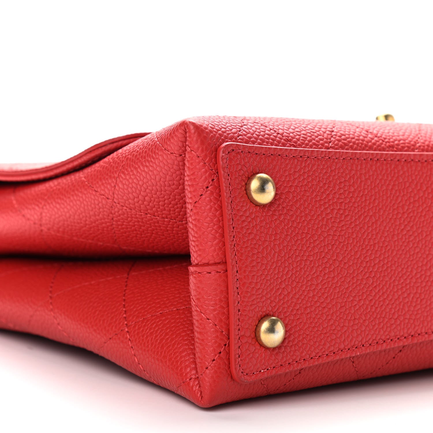 Chanel Grained Calfskin Stitched Flap Red 14 of 21