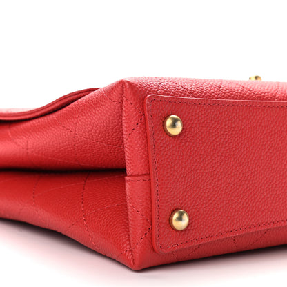 Chanel Grained Calfskin Stitched Flap Red 14 of 21