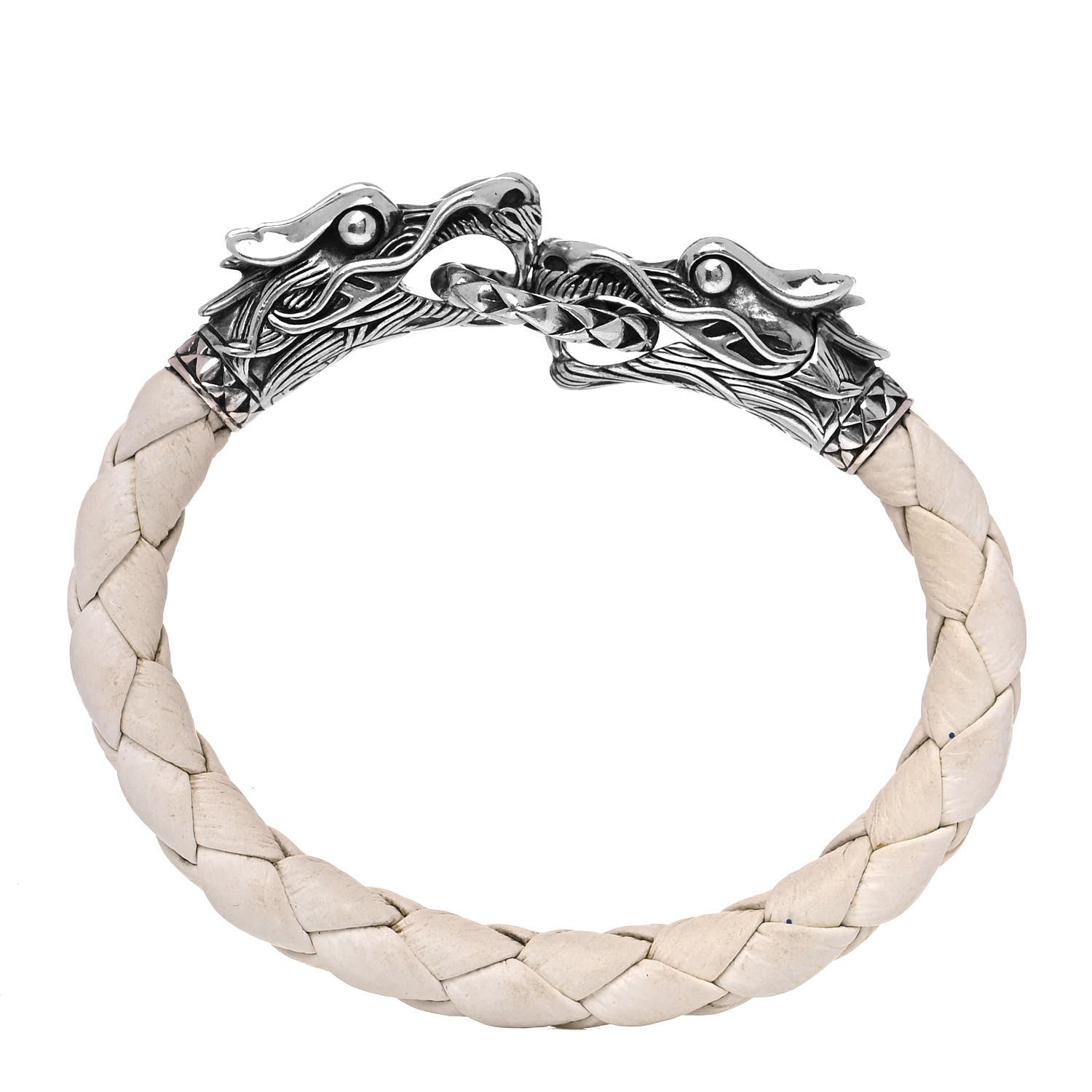 John Hardy Sterling Silver Leather Naga Dragon Legend Bracelet White 4 of 5
