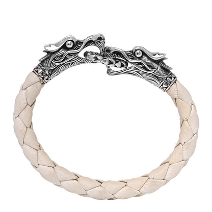 John Hardy Sterling Silver Leather Naga Dragon Legend Bracelet White 4 of 5