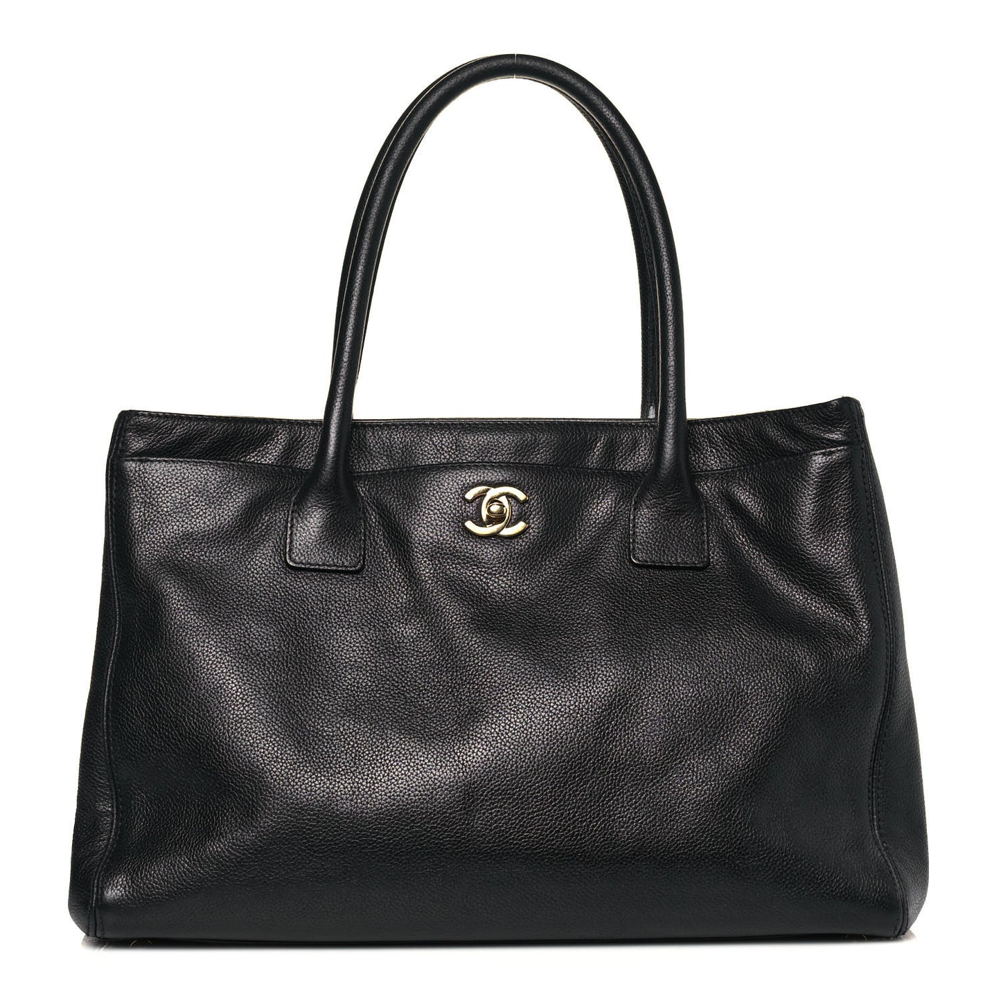 Calfskin Cerf Executive Shopper Tote Black