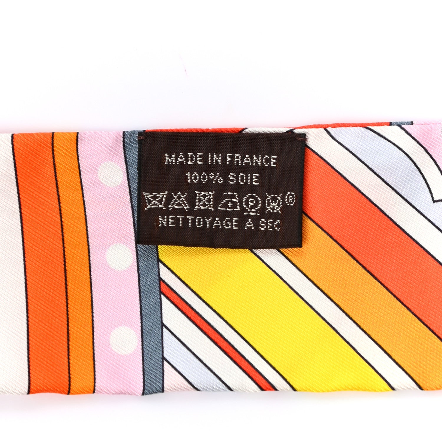 Hermes Silk Faubourg Rainbow Twilly Orange Rose Gris 2 of 4