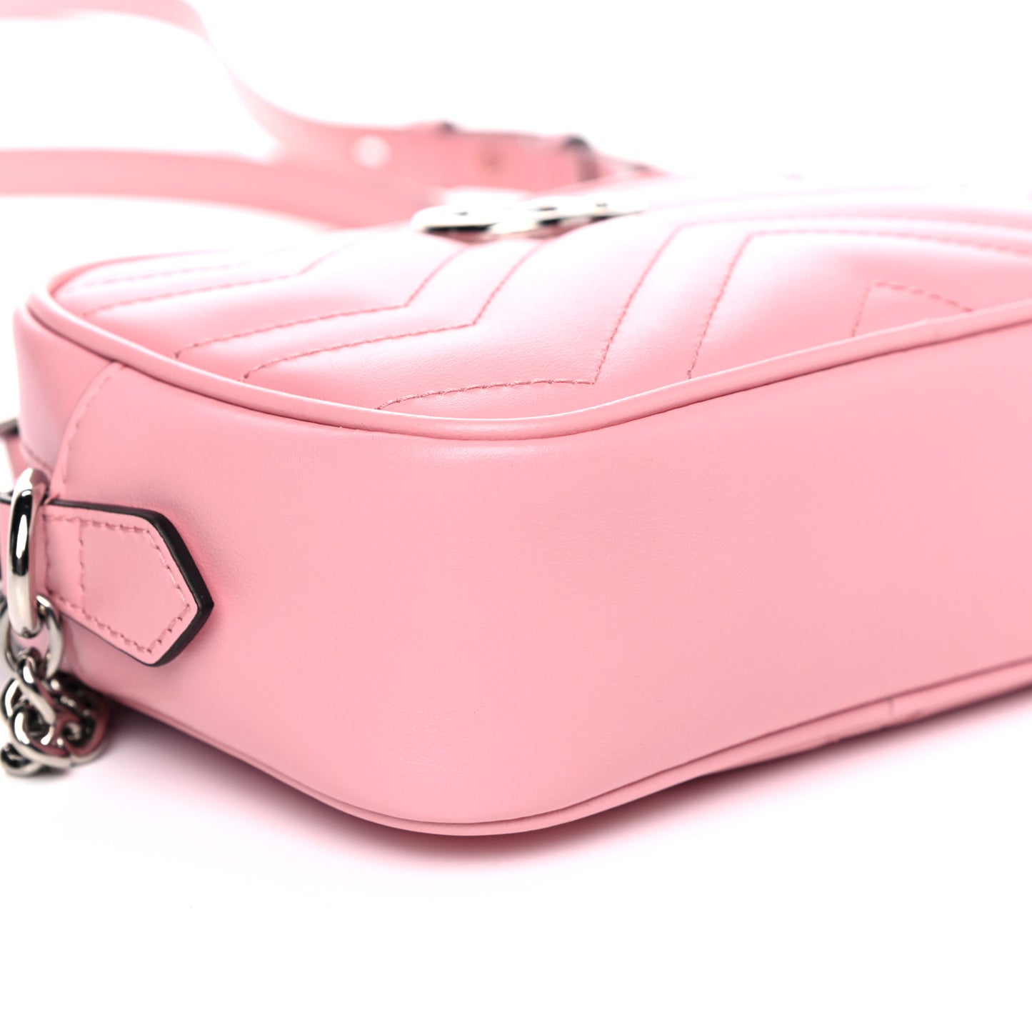 Calfskin Matelasse Mini GG Marmont Chain Shoulder Bag Wild Rose